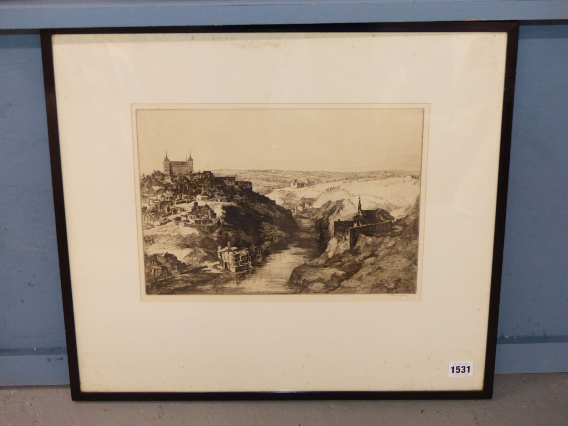 S. TUSHINGHAM (1884-1968) TOLEDO A PENCIL SIGNED DRY POINT ETCHING. 26 x 35cms - Image 4 of 5