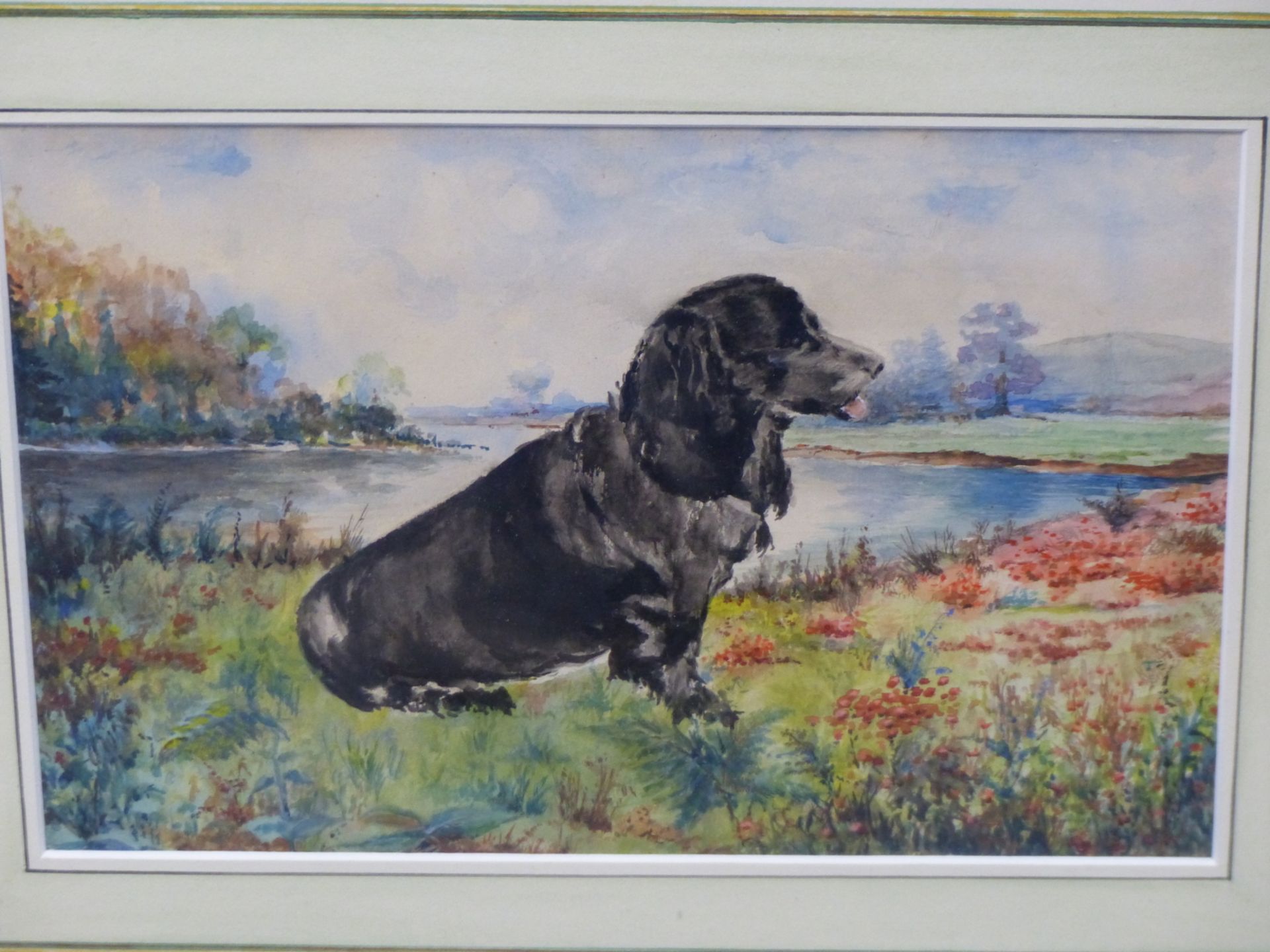 CONTEMPORARY SCHOOL LIMITED EDITION COLOUR PRINT OF A DOG. 19 x 24cms TOGETHER WITH AN EARLY 20th C. - Image 4 of 5