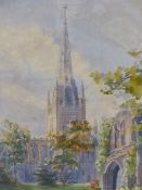 MOWER. (20TH CENTURY) NORWICH CATHEDRAL. WATERCOLOUR. 32 X 42 cm TOGETHER WITH A CONTINENTAL