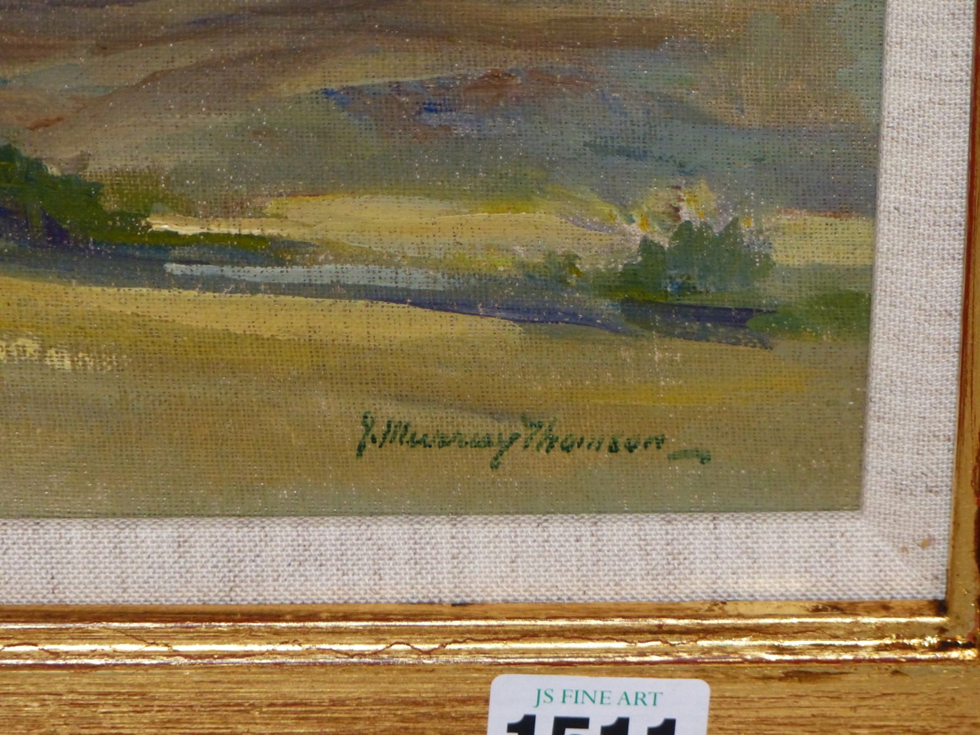 J. MURRAY THOMSON (1885-1974) ARR. A STORMY LANDSCAPE, SIGNED, OIL ON BOARD. 26 x 36cms - Image 4 of 5