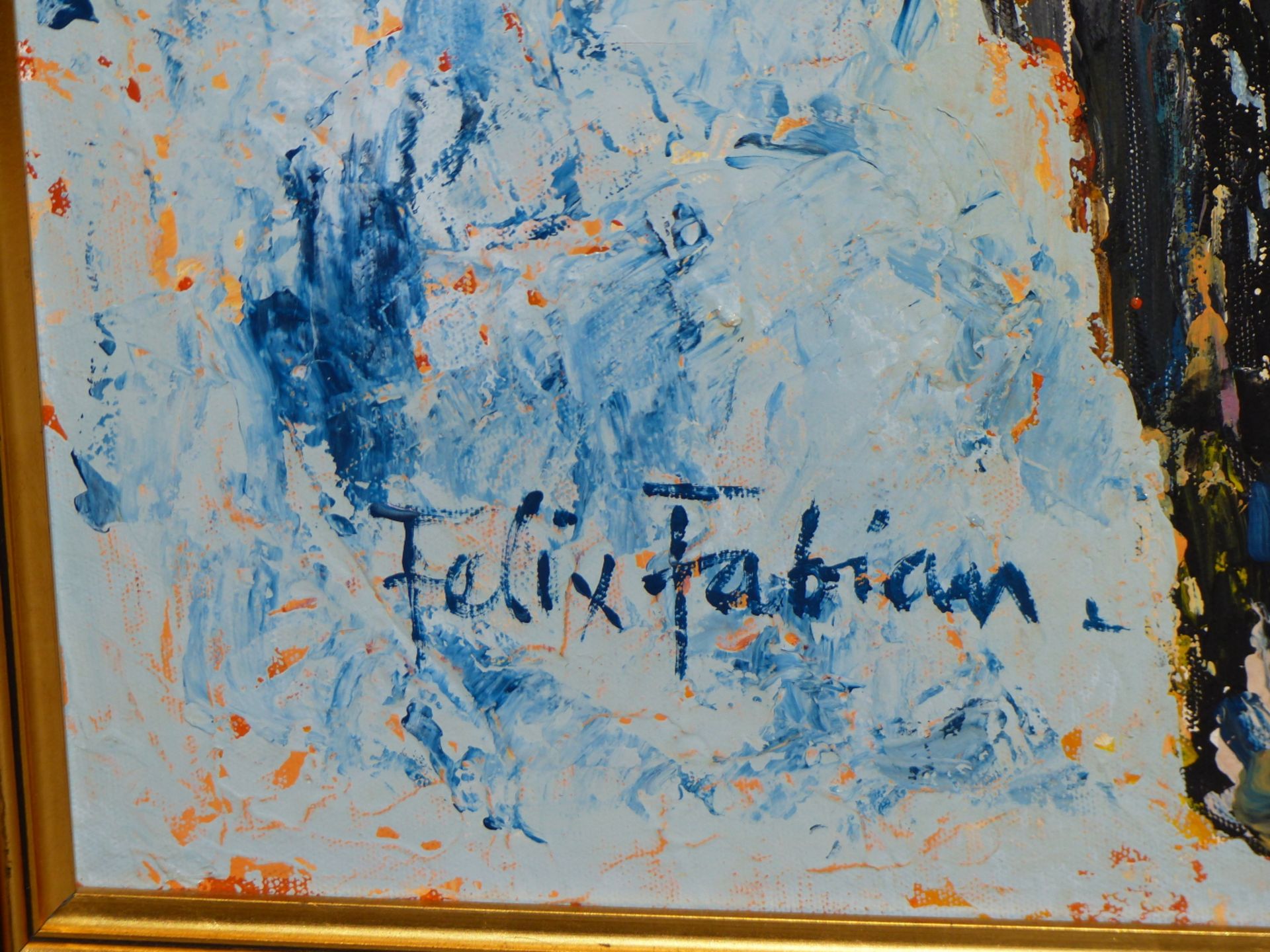 FELIX FABIAN (20TH CENTURY) ARR. "VIRTUOSO" OIL ON CANVAS. SIGNED L/L SIGNED AND TITLED AND - Image 3 of 3