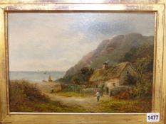 WILLIAM EDWIN ELLIS (1841-1894) COLWYN BAY, WALES, SIGNED, OIL ON CANVAS. 26 x 36cms