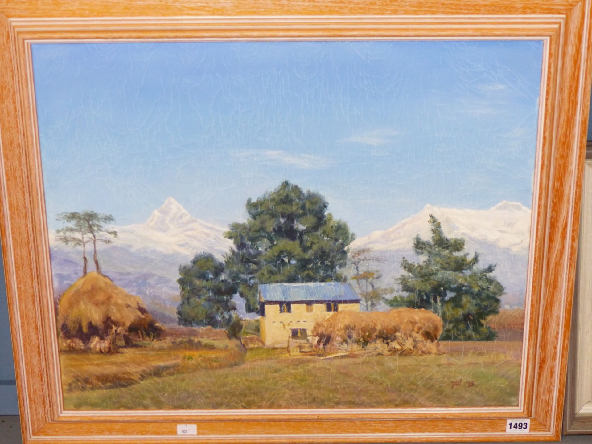 20th C. CONTINENTAL SCHOOL A MOUNTAIN LANDSCAPE, INITIALLED D. W., OIL ON CANVAS. 51 x 62cms - Image 2 of 6