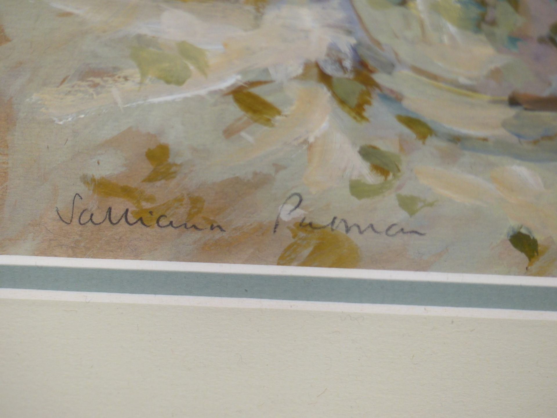 SALLIANN PUTMAN RWS (B.1937-) ARR. STUDY WITH CHRISTMAS ROSES. WATERCOLOUR. SIGNED L/L, LABELLED - Image 3 of 6