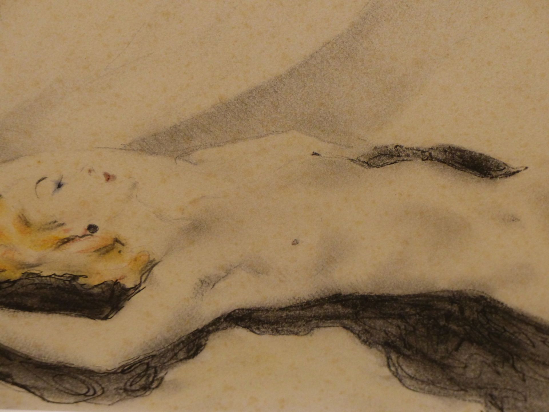 PAUL CESAR HELEU, FRENCH 1859-1927, RECLINING NUDE ON A BLACK THROW, MIXED APPLICATION OF GRAPHITE - Image 5 of 9