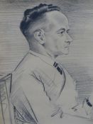LEON HOGAN? MID 20TH CENTURY. STUDY OF A GENTLEMAN SMOKING. GRAPHITE PENCIL. SIGNED AND DATED '46.