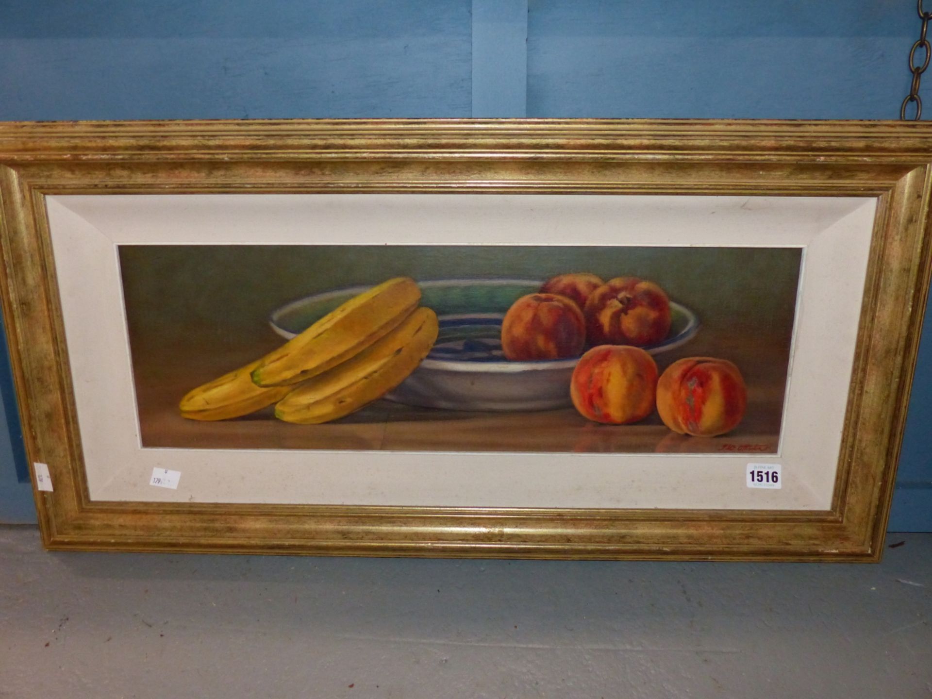 J. MACALLISTER (20th C. SCHOOL) ARR. A TABLE TOP STILL LIFE OF FRUIT, OIL ON BOARD. 21 x 60cms - Image 7 of 8