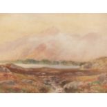 F. MACKINNON (19th/20th C. ENGLISH SCHOOL) TWO HIGHLAND SCENES, SIGNED, WATERCOLOURS. LARGEST 30 x