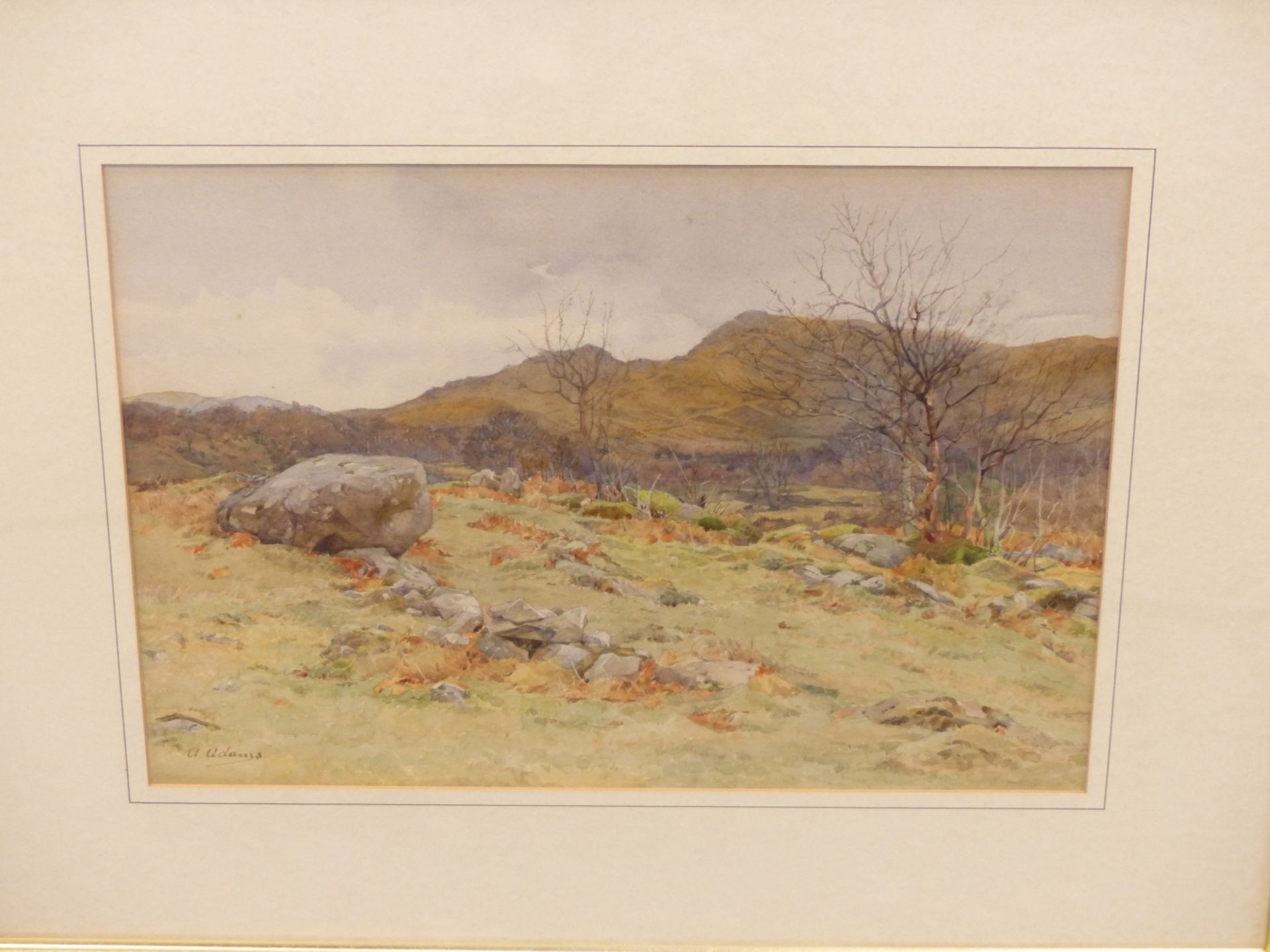 A. ADAMS (EARLY 20TH CENTURY) ROCKY MOUNTAINOUS LANDSCAPE WATERCOLOUR SIGNED L/L. TOGETHER WITH A - Image 7 of 10