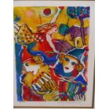 ZANY STEYMAINTZ (CONTEMPORARY SCHOOL) PENCIL SIGNED LIMITED EDITION COLOURED PRINT OF FIGURES. 37