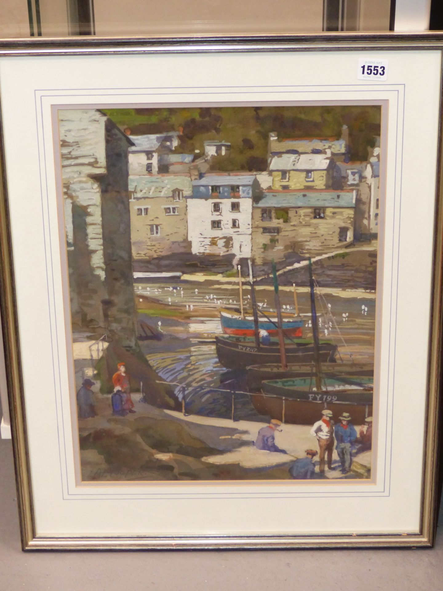 ALFRED EGERTON COOPER (1857-1939) CORNISH FISHING BOATS IN HARBOUR (PROBABLY FOWEY) WATERCOLOUR - Image 3 of 6