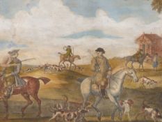 AN 18TH CENTURY HAND COLOURED SPORTING ENGRAVING. 40 X 29 cm