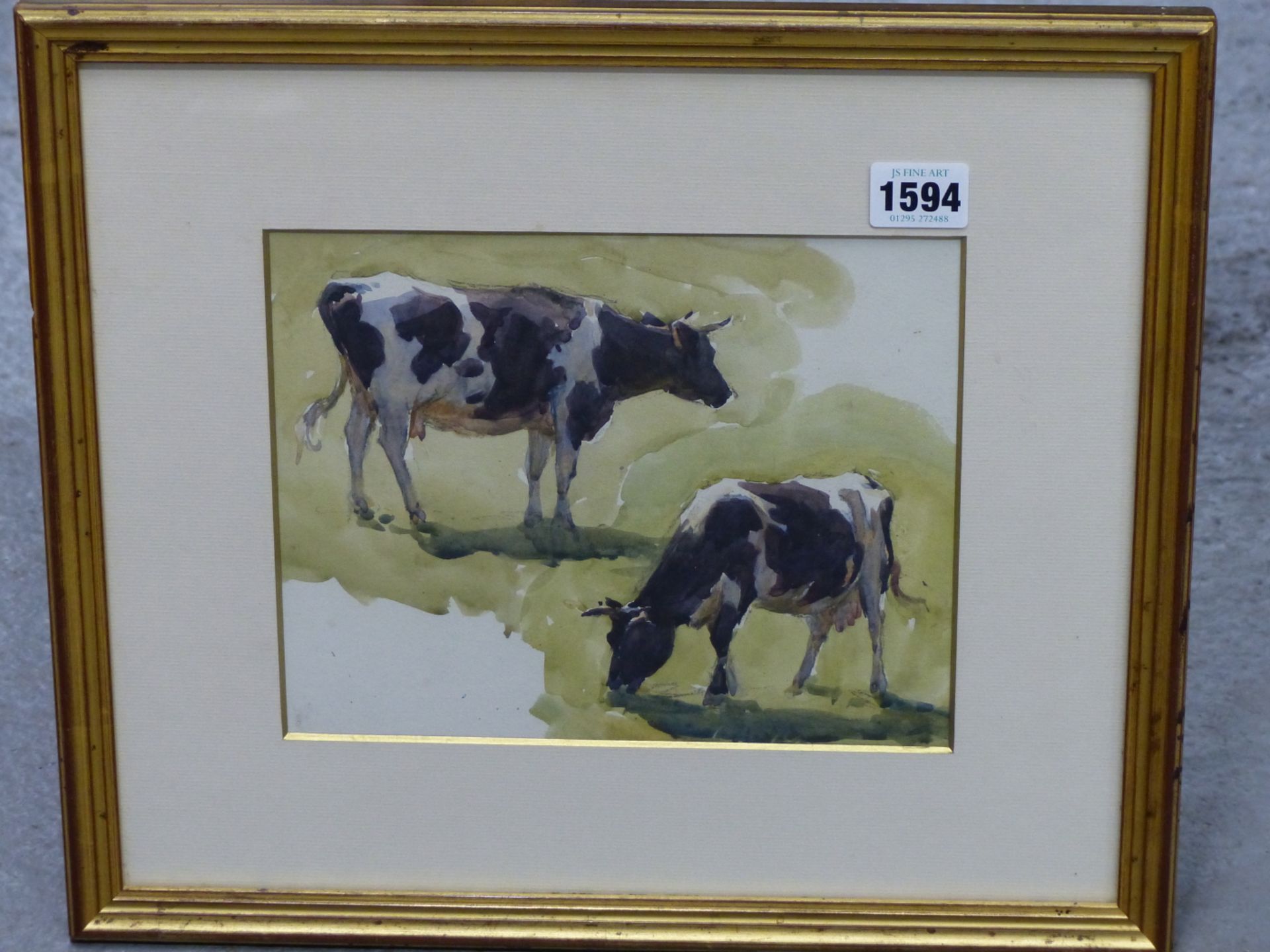 ARTHUR GERALD ACKERMANN RI. (1876-1960) STUDY OF COWS. WATERCOLOUR AND PENCIL. ( GALLERY LABEL - Image 3 of 4