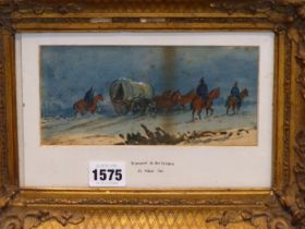 HENRY SAMUEL ALKEN (1810-94), TRANSPORT IN THE CRIMEA, WATERCOLOUR, SIGNED LOWER LEFT. 8.5 x 18cms.