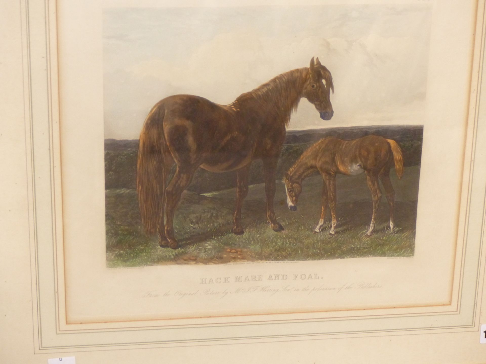AFTER J. F. HERRING AN ANTIQUE HAND COLOURED PRINT HACK MARE AND FOAL. 35 x 38cms TOGETHER WITH A - Image 4 of 8