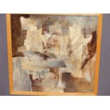 DAHMEN. (20TH CENTURY) ARR. ABSTRACT FORMS. OIL ON BOARD. SIGNED L/R. 40 X 40 cm. TOGETHER WITH A