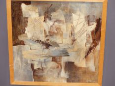 DAHMEN. (20TH CENTURY) ARR. ABSTRACT FORMS. OIL ON BOARD. SIGNED L/R. 40 X 40 cm. TOGETHER WITH A
