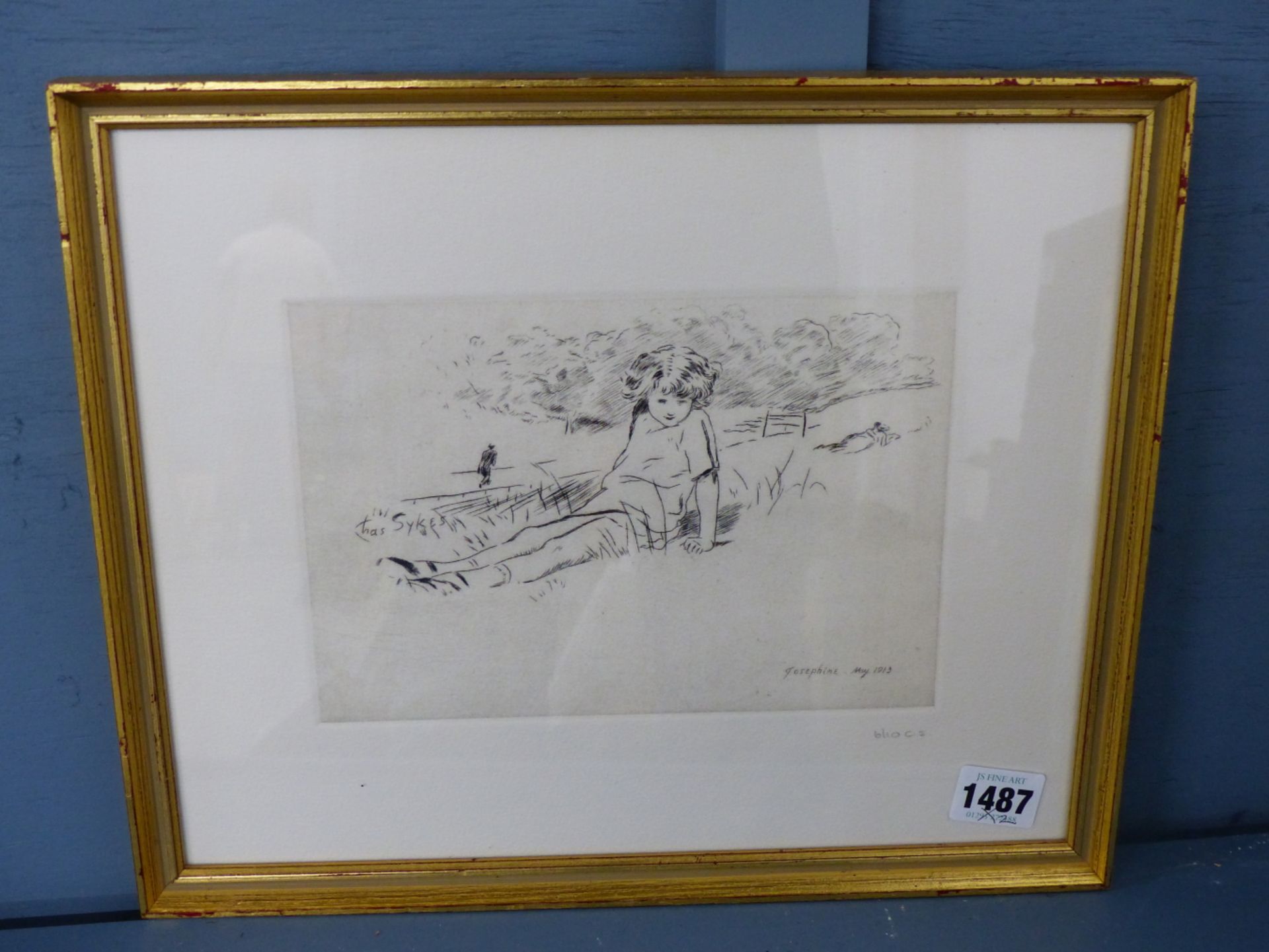 20th. C. ENGLISH SCHOOL TWO ETCHINGS OF CHILDREN AT PLAY, INITIALLED IN PENCIL. LARGEST 25 x - Image 2 of 6