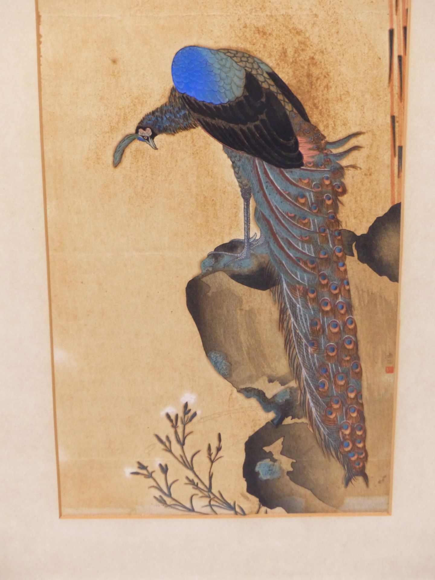 YAMAGUCHI SOKEN A.K.A TAKEJIRO, KYOTO 1759-1818, WOOD BLOCK PRINT OF A PEACOCK ON A ROCK, WITH - Image 3 of 22