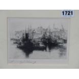 EDWARD J CHERRY. (1886-1960) ARR. THE HOUSES OF PARLIAMENT . ETCHING. PENCIL SIGNED ARTIST PROOF