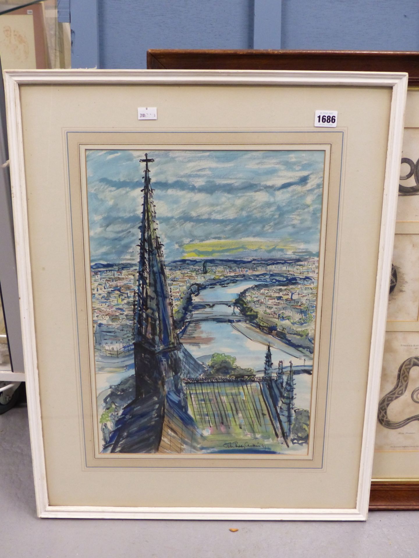 JOHN PADDY CARSTAIRS.(1916-1970) ARR. NOTRE DAME PARIS. INK AND WATERCOLOUR. SIGNED L/R LABELLED - Image 4 of 6