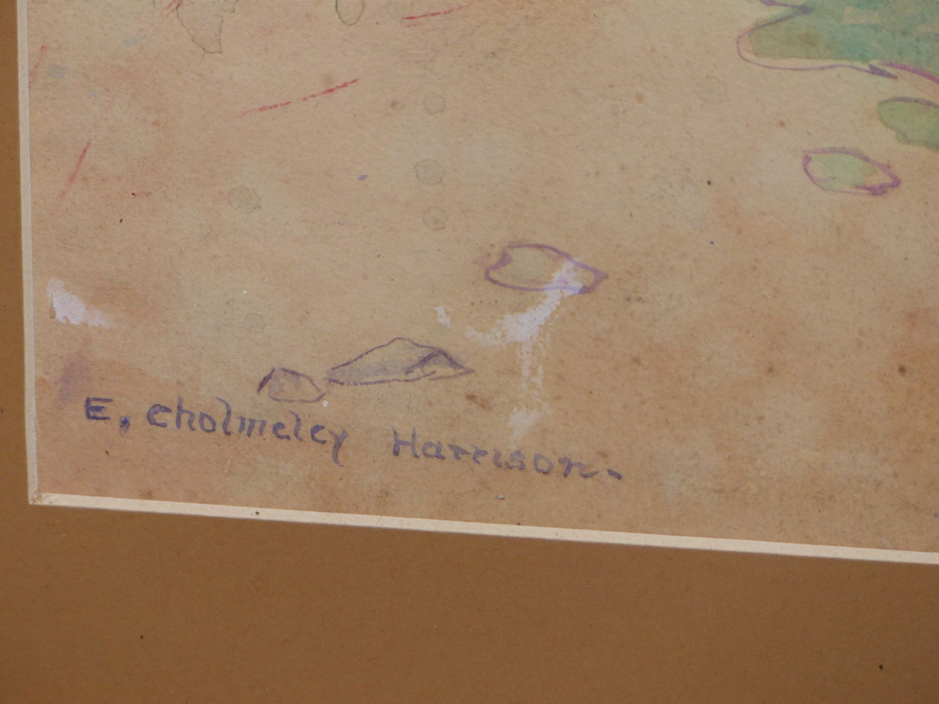 E. CHOLMELEY- HARRISON ( EARLY 20TH CENTURY) FEEDING THE HENS AND GEESE- WATERCOLOUR. SIGNED L/L. 52 - Image 3 of 5