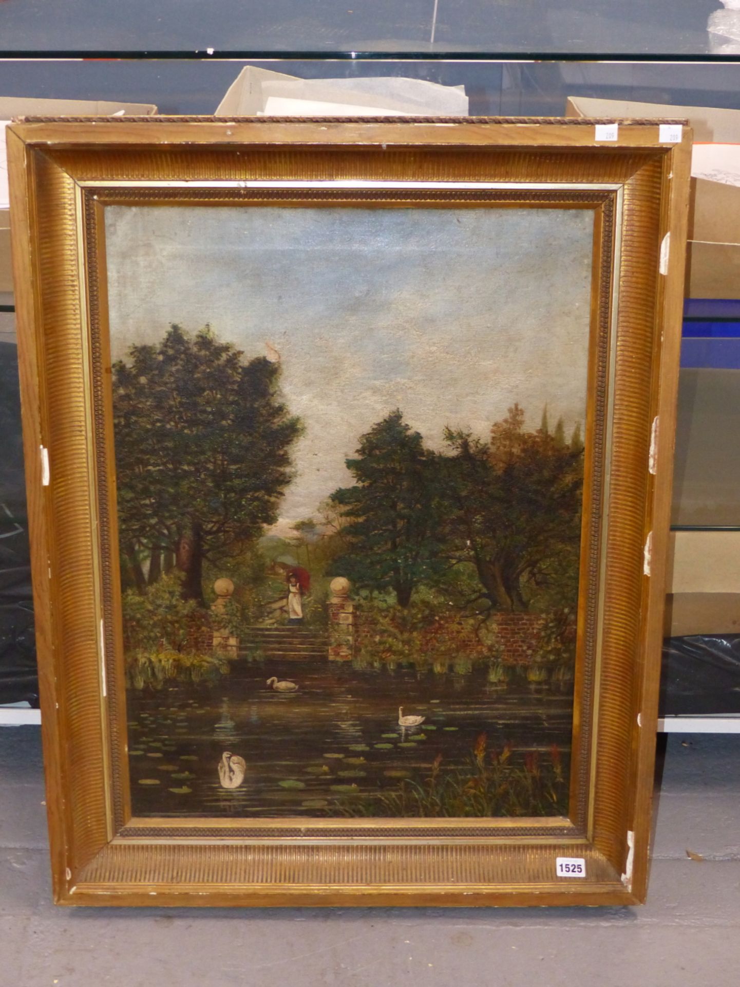 LATE 19th C. ENGLISH SCHOOL BY THE RIVER, OIL ON CANVAS. 69 x 51cms - Image 3 of 4