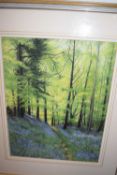 J.Pace (British, 20th century), "Bluebells at pond Hills", pastel, 13.5x10ins, signed, framed and