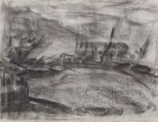 Lilian Thirza Charlotte Holt, (British, 1898-1983)) 'Thames', charcoal on paper, signed, framed