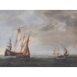 Charles Martin Powell (1775-1824), Dutch Shipping At Sea. Watercolour9x12in