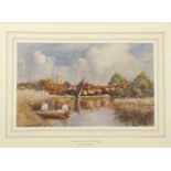 Louis Burleigh Bruhl (British, 1861-1942), "A Gentle Row on Waveney at Beccles", watercolour on