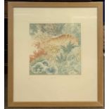 Anna Pugh (British, 20th century), 'Bright Tiger', etching with aquatint on wove paper, artist's