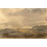 Jill Ilett (British, contemporary) 'Norfolk Marshes', watercolour, signed, framed and glazed,