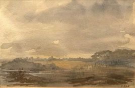 Jill Ilett (British, contemporary) 'Norfolk Marshes', watercolour, signed, framed and glazed,
