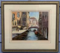 Andrew King ROI NS (British, 20th century), 'Sunlit Walkway, Venice', watercolour, signed and