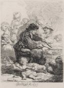 After Rembrandt Van Rijn (Dutch, 1606-1669), "The Pancake Woman", etching, No. B124 from Bartsh (