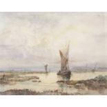 Jack Cox (British,1914-2007) estuary scene, oil on board, signed, 14x16ins, framed.