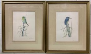 Edwin T. Chicken (British, 20th century) "Kingfisher" and "Robin" offset lithographs, signed in