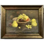 Jane Helme (British, 20th / 21st century), still life (fruit) study, oil on board, signed, 11.5x15.