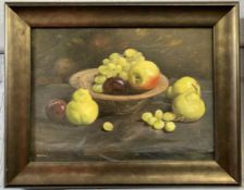Jane Helme (British, 20th / 21st century), still life (fruit) study, oil on board, signed, 11.5x15.