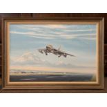 Chris Golds (British, 20th century), Hawker Hunter XE540, oil on canvas, signed and dated '78,