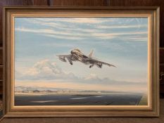 Chris Golds (British, 20th century), Hawker Hunter XE540, oil on canvas, signed and dated '78,