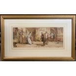 George Cattermole RWS (British,19th century), interior scene, watercolour, signed, 7x17.5ins,