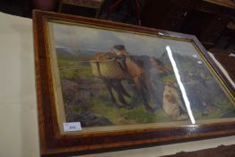 Chromolithograph print of a grouse shooting scene, framed and glazed