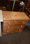 Pine three drawer chest, 81cm wide