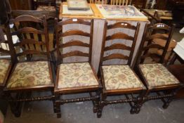 Set of five ladder back kitchen chairs