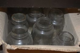 Box of vintage glass jars