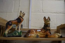 Two plaster work models of Alsatians