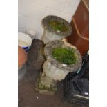 Pair of concrete garden urns