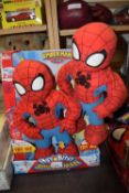 A pair of Playskool Itsy Bitsy Spider-Man moving and talking toys, one in original box.